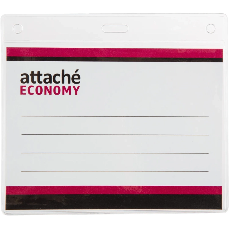 Бейдж Attache Economy 108x126 150мкм,шнур.2заж 45см син,вклад.90x120 5шт/уп