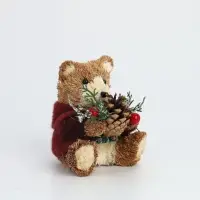 Фигурка интерьерная &laquo;Медведь с лесным букетом&raquo;, солома, 10.5&times;9.5&times;11 см