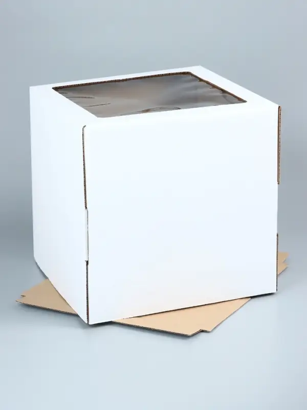 Коробка под торт, с окном, белая, 30&times;30&times;30 см