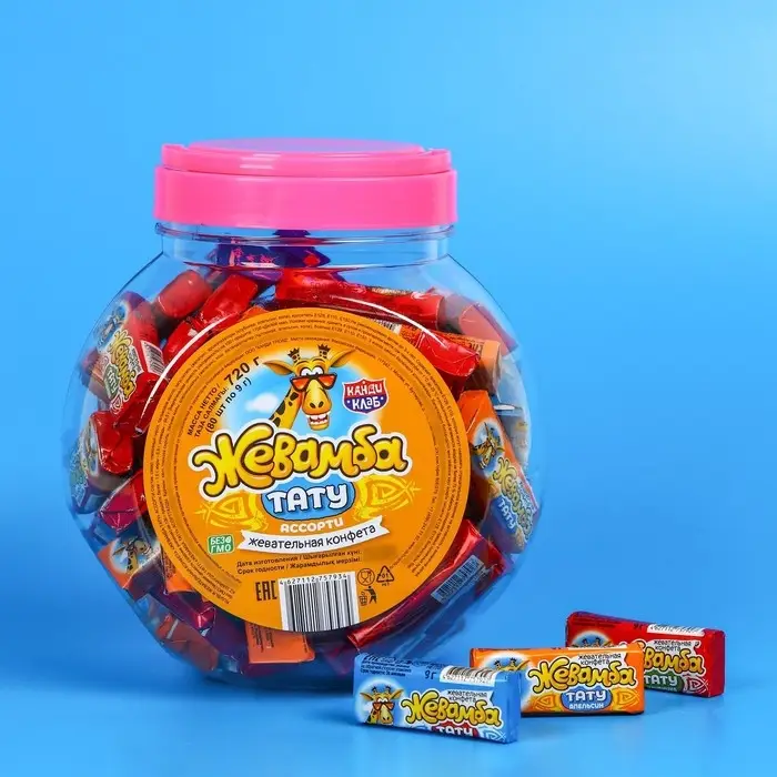 Конфеты жевательные Конфеты жевательные "Жевамба тату" Ассорти, 9 г