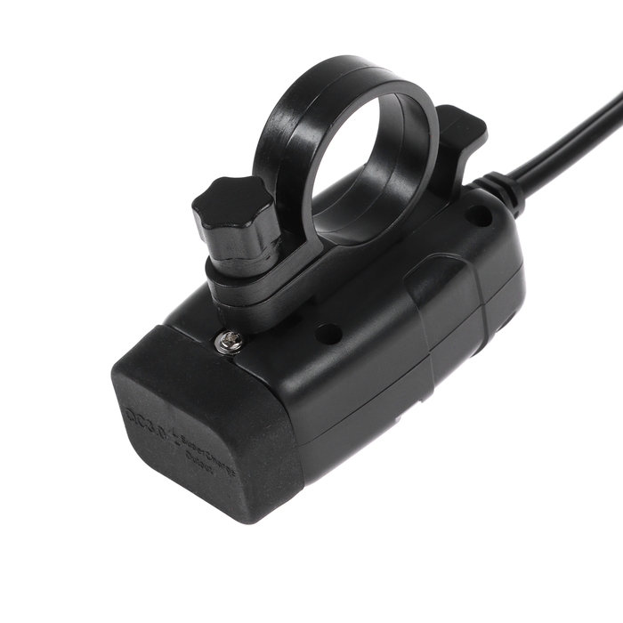 Зарядное устройство на руль мото с тумблером, USB + 3.0 Type-C, провод 40 см Зарядное устройство на руль мото с тумблером, USB + 3.0 Type-C, провод 40 см