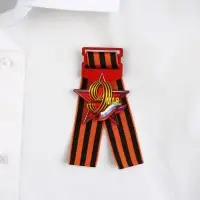 Значок с георгиевской лентой на День Победы «9 мая», дерево, 4,6 х 5,7 см