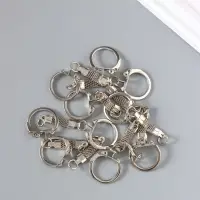 Основа для брелока, с плоской цепочкой, d=23 мм, 6.2 см, 10 шт., цвет серебряный
