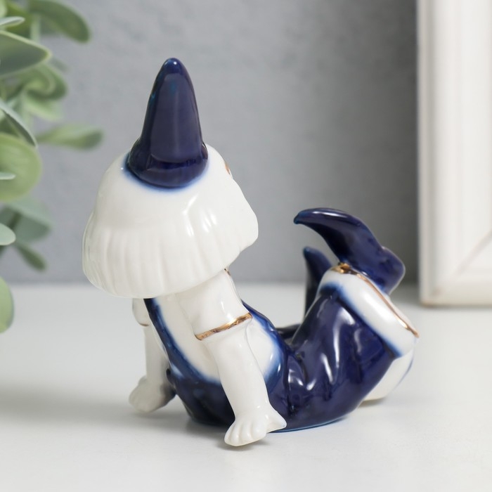 Сувенир керамика  Сувенир керамика "Маленький клоун в колпаке с мячом" кобальт 8,5х5х7 см