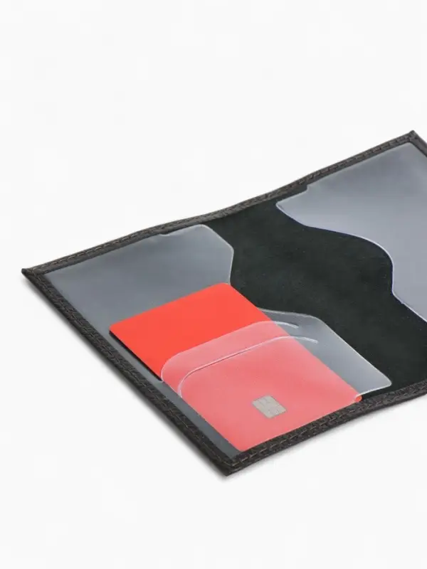 Обложка для паспорта 9,5*0,5*13,5, загран, флотер черный (2)