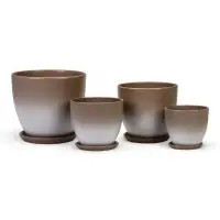 Набор горшков цветочный поддоном 4 шт 0,6 / 1,4 / 2,5 / 5 л керамика капучино Туман