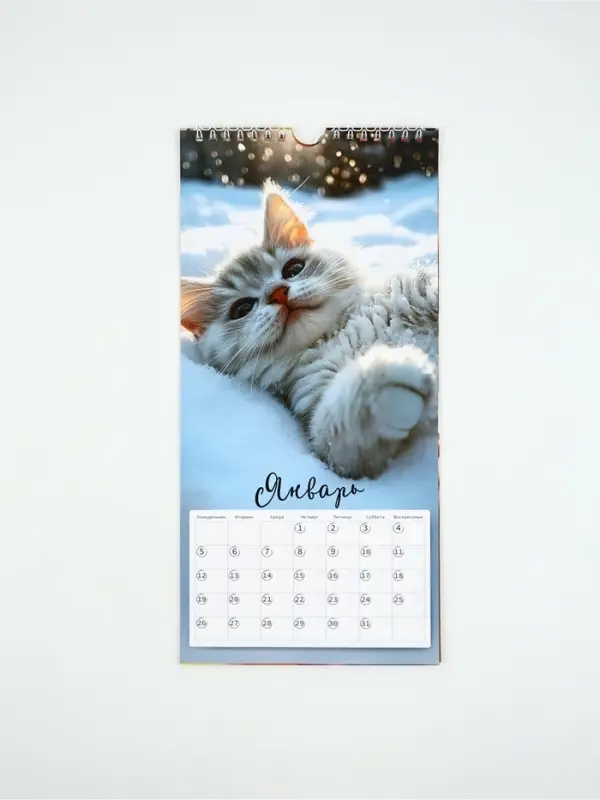 Календарь 2026 на ригеле «Кот в цветах» 16.5×34 см Календарь 2026 на ригеле «Кот в цветах» 16.5×34 см