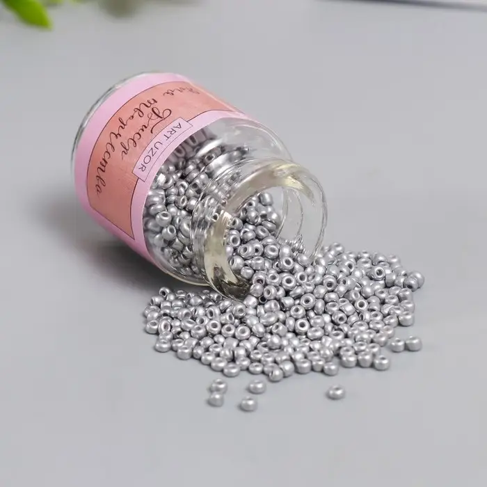 Бисер круглый 12/0 в бутылочке  Бисер круглый 12/0 в бутылочке "Серебро" 20 гр