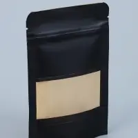 Пакет Zip-lock Крафт с прямоугольным окном, черный,10&times;15&times;3 см