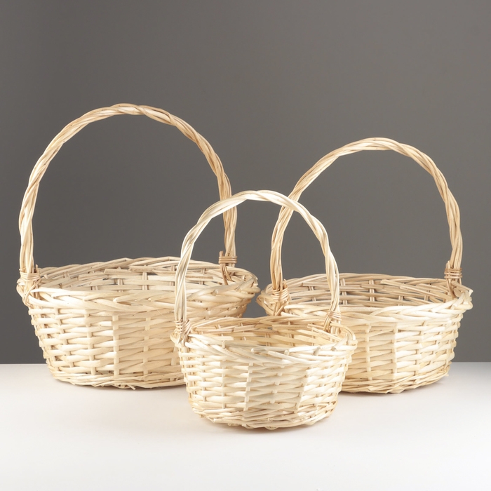 Набор корзин из 3 шт, 38х15/41 см, 32х13/36 см, 26х12/31 см, ива Набор корзин из 3 шт, 38х15/41 см, 32х13/36 см, 26х12/31 см, ива