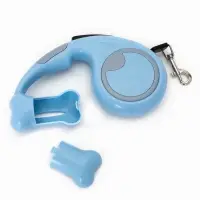 Рулетка - поводок "Косточка", с контейнером для пакетов, трос 3 м, голубая/серая Рулетка - поводок "Косточка", с контейнером для пакетов, трос 3 м, голубая/серая