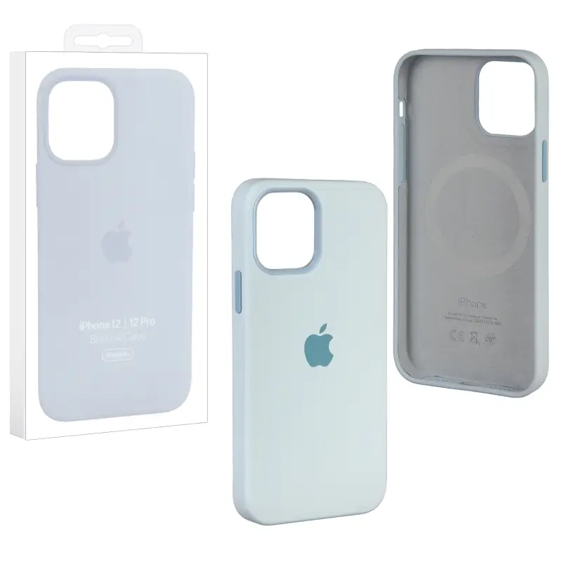 Чехол iPh 12/12 Pro Silicon Case 100% ORG Cloud Blue (MagSafe + анимация NFC) c LOGO Чехол iPh 12/12 Pro Silicon Case 100% ORG Cloud Blue (MagSafe + анимация NFC) c LOGO