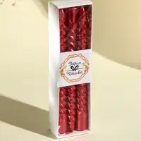 Набор свечей витых, 1.9&times;20 см, 6 шт., рубиновый металлик