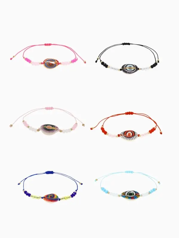 Браслет-оберег &laquo;Глазик&raquo;, ракушка, цветной в золоте