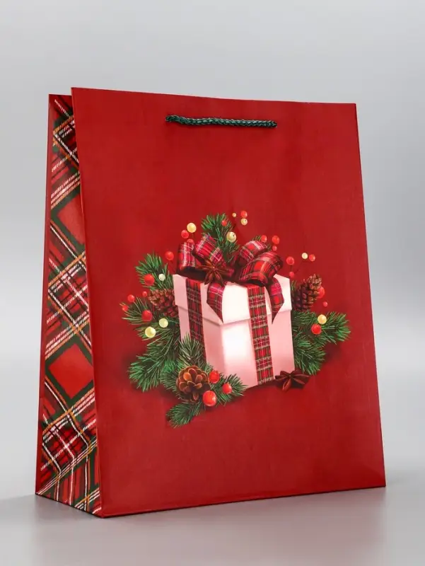 Пакет подарочный новогодний ламинированный, «Подарки» , 26×12×32 см Пакет подарочный новогодний ламинированный, «Подарки» , 26×12×32 см