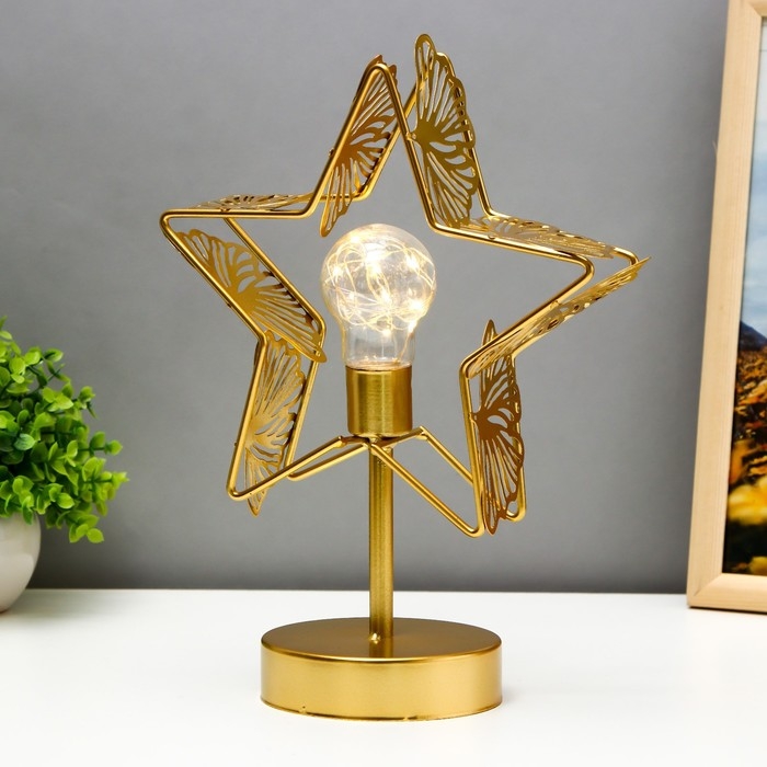 Ночник  Ночник "Звезда" LED от батареек 3хАА золото 22х11х28 см RISALUX