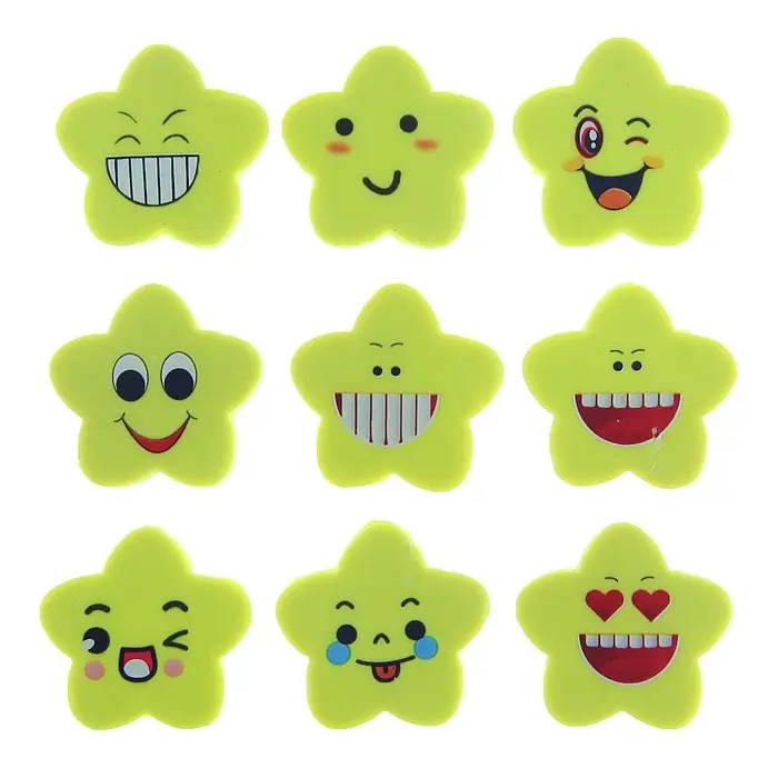 Набор фигурных ластиков &laquo;Смайл&raquo;, 3 штуки, в блистере, МИКС