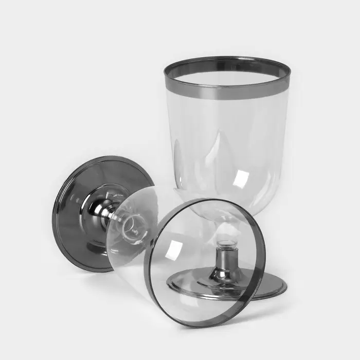 Бокал пластиковый одноразовый для вина «Кристалл», 200 мл, с металлизированными каемками, цвет прозрачный, 6 шт/уп