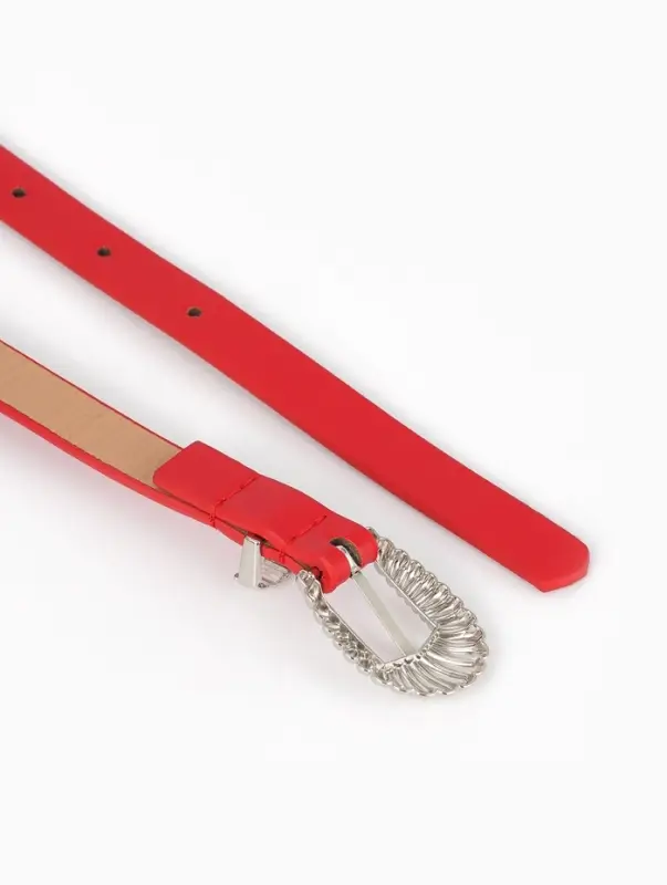 Ремень женский, без винта, 1.5&times;110 см, 1 прокол, пряжка серебро, красный