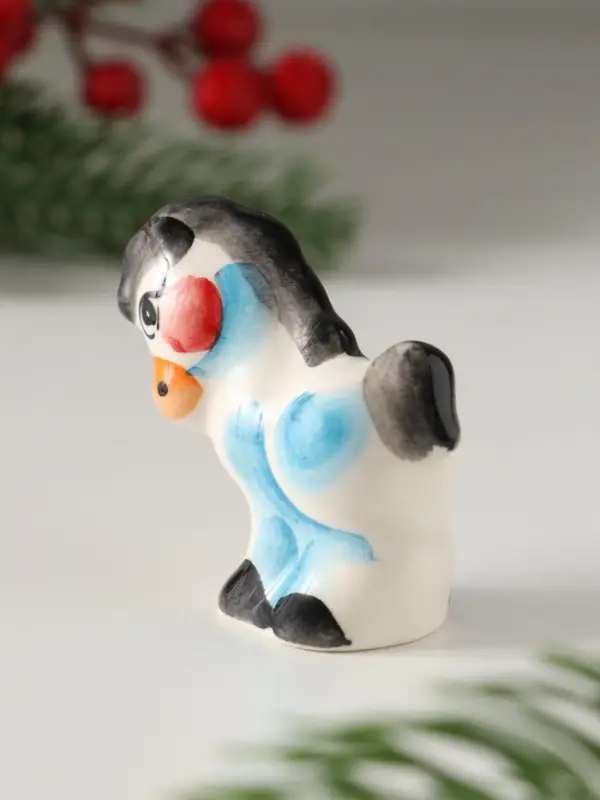 Сувенир Пони малая, 4,5х4,5х2,5см, гжель, цвет Сувенир Пони малая, 4,5х4,5х2,5см, гжель, цвет