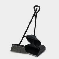 Щётка для пола, с совком-ловушкой, с крышкой, серая