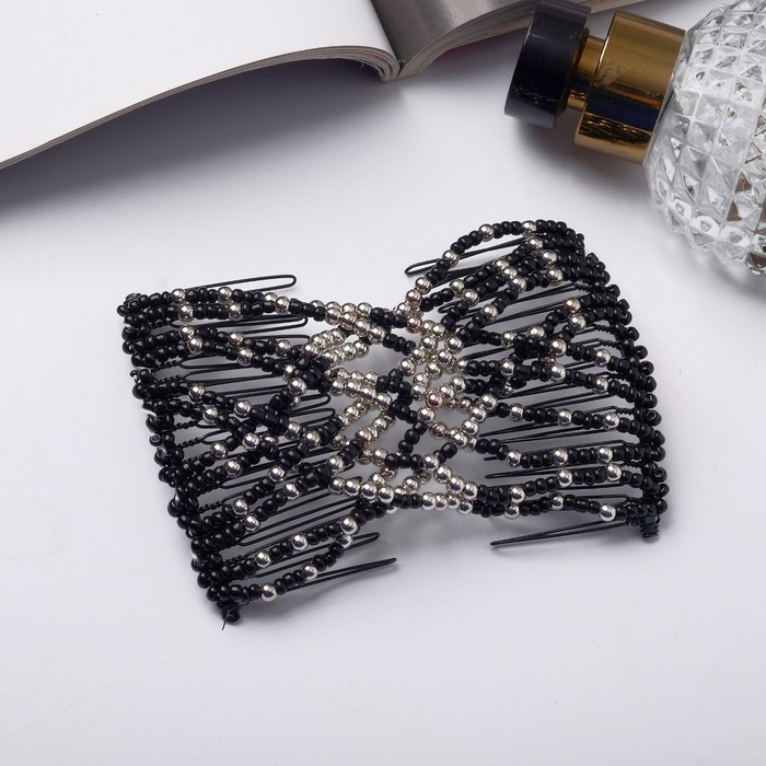 Зажим для волос Зажим для волос "Сетка" космос, 9,5 см, серебристо-чёрный