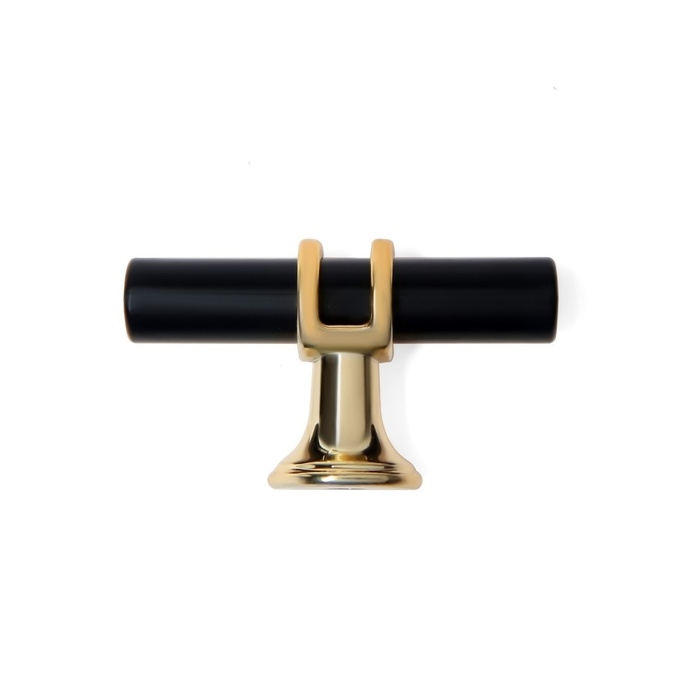 Ручка-кнопка CAPPIO, d=12 мм, цвет черный с золотом, 8 шт.