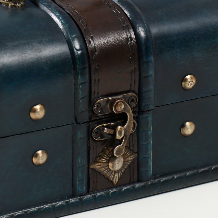 Шкатулка дерево  Шкатулка дерево "Ромб" набор 2 шт ярко-синяя 7,8х11,8х8 см 11х15,7х11,5 см