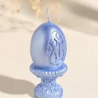 Свеча пасхальная "Яйцо на подставке ХВ" 5х9 см, лак, небесно-голубой