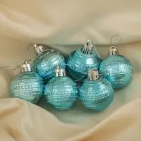 Ёлочные игрушки &laquo;Бусинка&raquo;, шары новогодние, набор d=4 см, 6 шт., бирюзовый