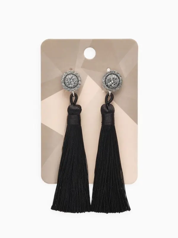 Клипсы для ушей QF &laquo;Кисти&raquo;, цвет чёрный, L кисти 7 см