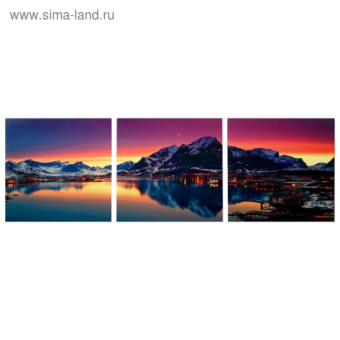 Модульная картина  Модульная картина "Горный хребет" (3-35х35) 35х105 см