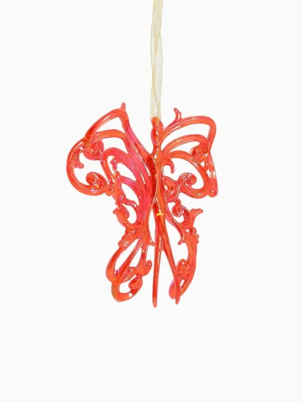Ёлочная игрушка &laquo;Зимнее волшебство. Кружевная бабочка&raquo;, 10&times;12 см, красный перелив
