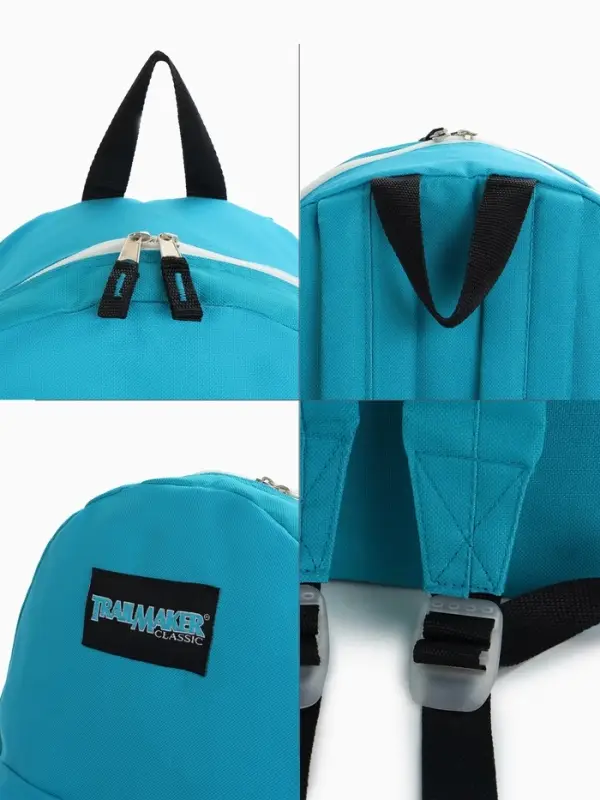 Рюкзак молодёжный на молнии, с карманом, однотонный, размер 29&times;12&times;39 см, голубой