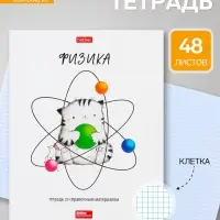 Предметная тетрадь по физике Hatber &laquo;Приключения кота Пирожка&raquo;, 48 листов, в клетку, со справочным материалом, обложка из мелованной бумаги