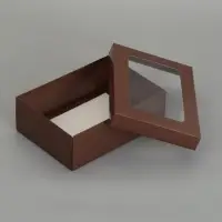 Коробка складная, крышка-дно, с окном, кофейная, 24 х 17 х 8 см