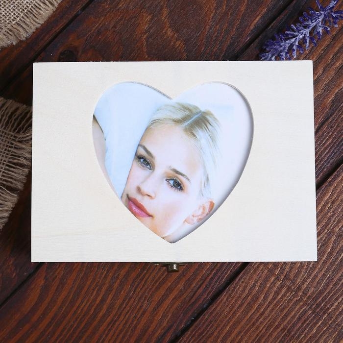 Шкатулка для росписи с фоторамкой  Шкатулка для росписи с фоторамкой "Сердце" МИКС 16,5х11,7х5 см