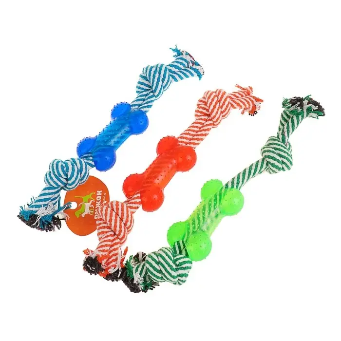 Игрушка канатная, с косточкой, до 90 г, до 26 см, цвет МИКС