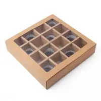 Коробка для 16 конфет, крафт 17.7&times;17.7&times;3.8 см