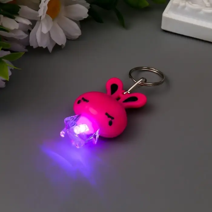 Фонарик свет на кольце Фонарик свет на кольце "Зайка" мигает МИКС 5,5х3,5х2 см