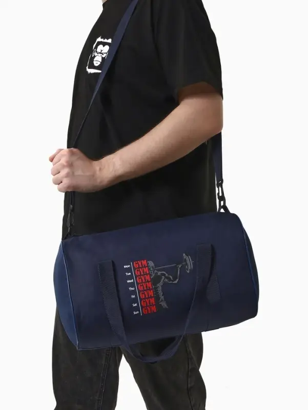 Сумка спортивная на молнии TEXTURA, с подкладкой, длинный ремень, маленький размер, синяя