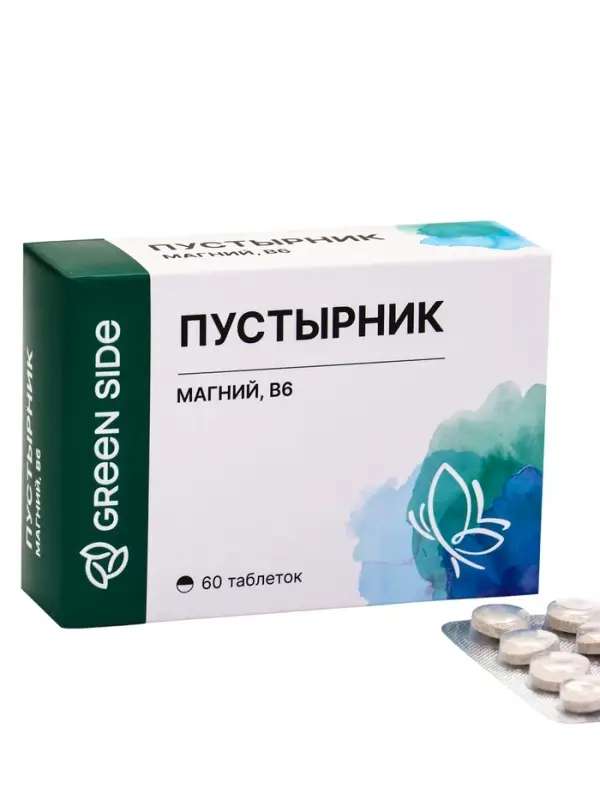 Пустырник, магний, В6, 60 таблеток, 550 мг