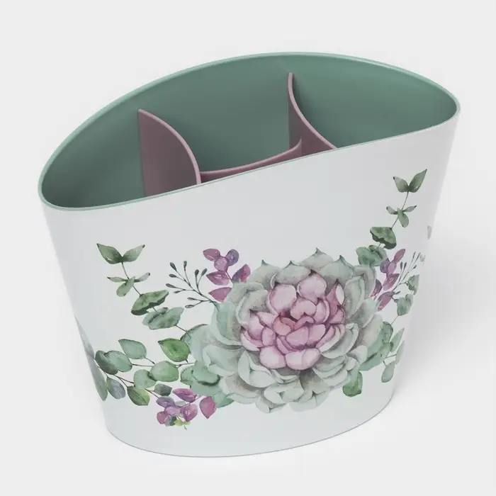 Подставка для столовых приборов &laquo;Каменная роза&raquo;, пластик, белый