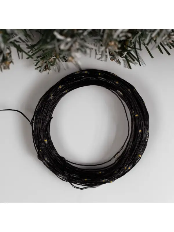 Гирлянда &laquo;Нить&raquo; 20 м, роса, IP20, чёрная нить, 200 LED, свечение тёплое белое, 12 В