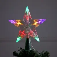Светодиодная верхушка на ёлку &laquo;Звезда белая&raquo;, 16 см, 10 LED, от батареек ААх2, фиксинг, свечение мульти