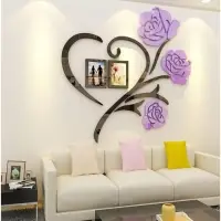 Наклейка интерьерная с фоторамками TAKE IT EASY &laquo;Розы&raquo;, декор настенный, панно 50&times;50 см, рамка 11&times;8 см