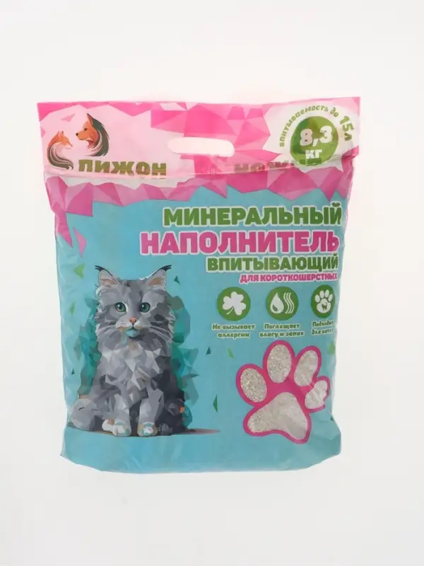 Наполнитель минеральный впитывающий &laquo;Пижон&raquo; для короткошерстных кошек, 15 л
