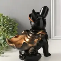 Подставка для мелочей &laquo;Фигурка. Бульдог в плаще&raquo;, полистоун, чёрная, 23&times;20&times;13 см