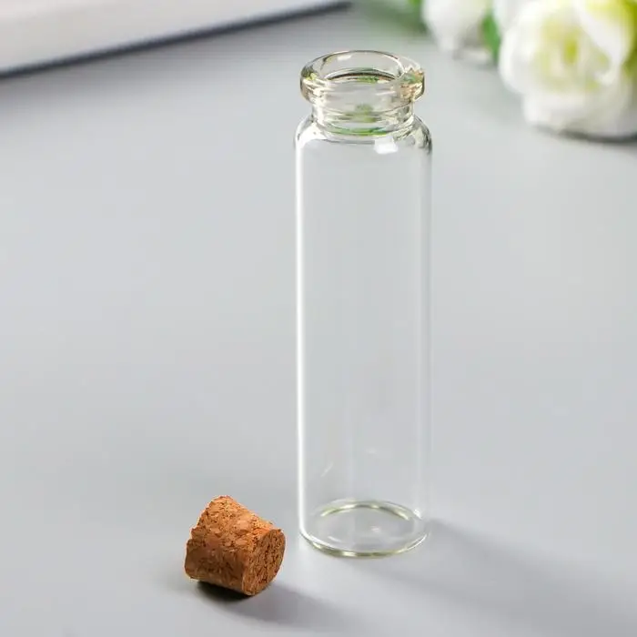 Декор для творчества стекло «Бутылочка с пробкой», 20 мл, 8×2.2×2.2 см Декор для творчества стекло «Бутылочка с пробкой», 20 мл, 8×2.2×2.2 см