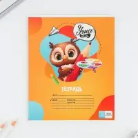 Тетрадь 12 листов в косую линейку, А5, на скрепке, блок №1 «Учись на 5+» МИКС